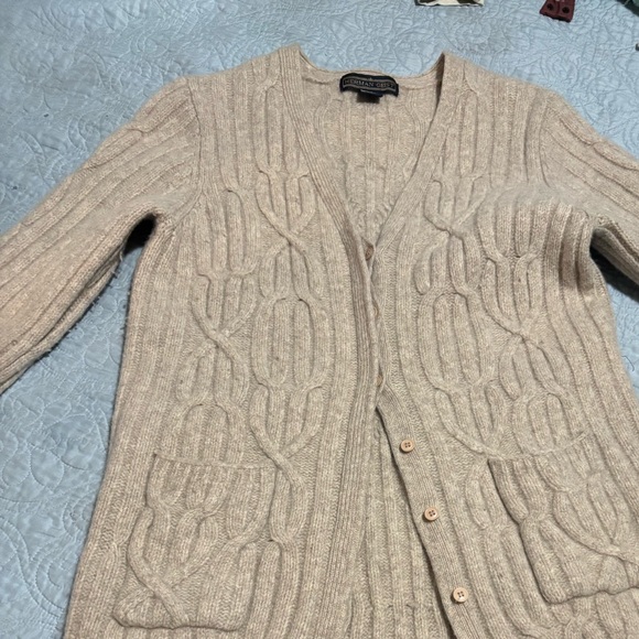 Lambswool Herman Geist Cable Knit Sweater Jacket s/m - Picture 1 of 6